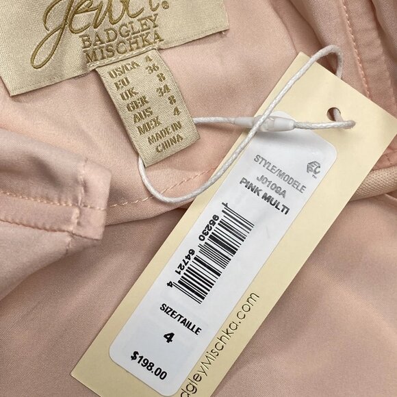 NEW JEWEL Badgley Mischka Women's Sheath Dress Pink/Multi Size 4 Strapless - Picture 4 of 8